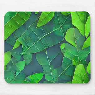 Beautiful Green Leaves Pattern Mouse Mat