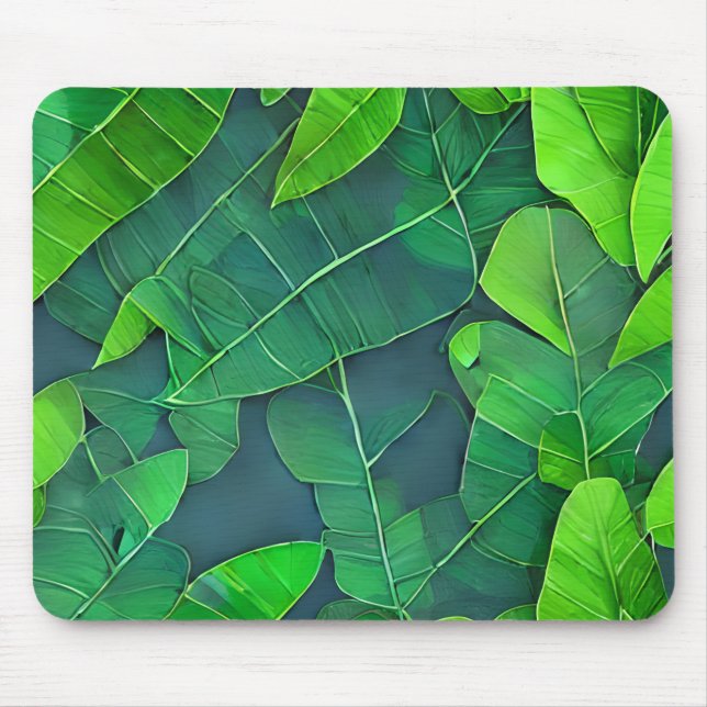 Beautiful Green Leaves Pattern Mouse Mat (Front)