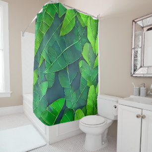 Beautiful Green Leaves Pattern Shower Curtain