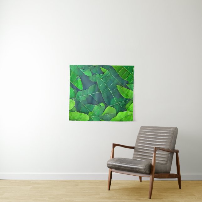 Beautiful Green Leaves Pattern Tapestry (In Situ (Horizontal))