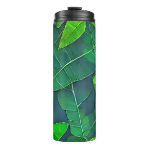 Beautiful Green Leaves Pattern Thermal Tumbler
