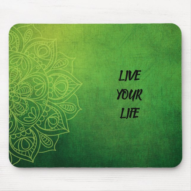 Beautiful Green Mandala with Quote Mouse Mat (Front)