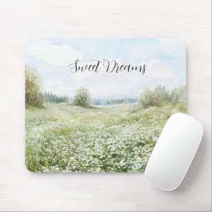 Beautiful Green Meadow Flowers Blue Sky Mouse Mat