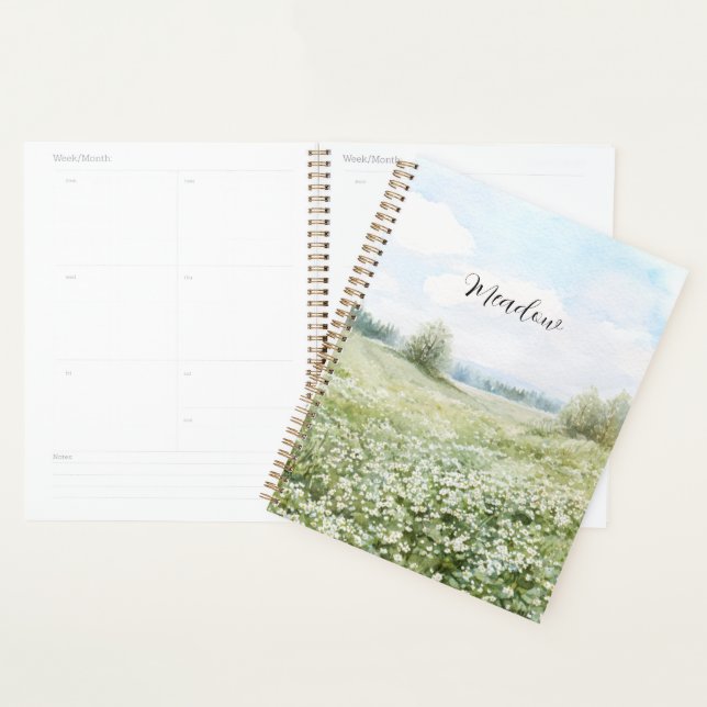 Beautiful Green Meadow Flowers Blue Sky Planner (Display)