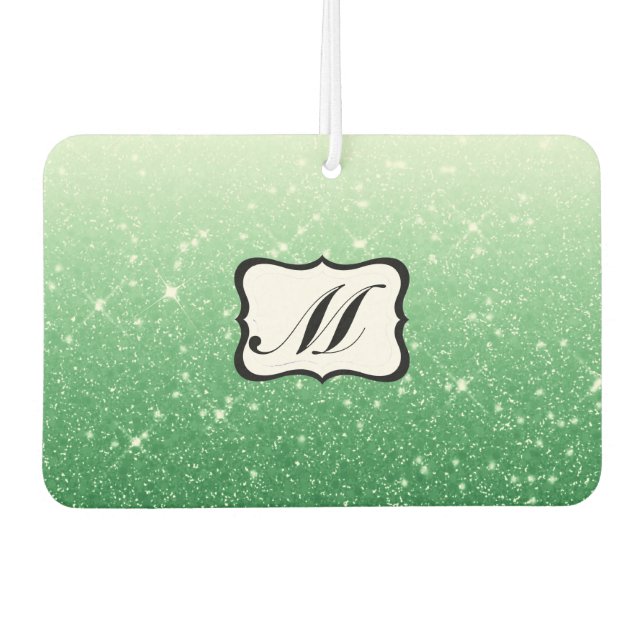 Beautiful Green Monogrammed Car Air Freshener (Front)