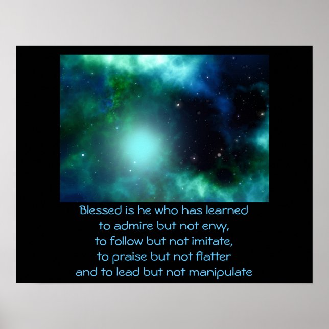 Beautiful Green Nebula with Quote Poster (Front)