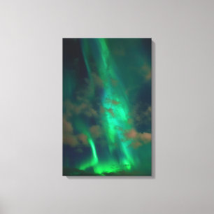 Beautiful Green Northern Lights with Clouds Canvas Print