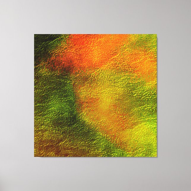 BEAUTIFUL GREEN &ORANGE MODERN TRENDY ABSTRACT CANVAS PRINT (Front)