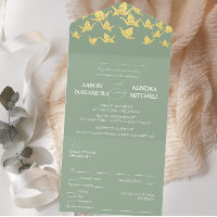 Beautiful green paper crane wedding