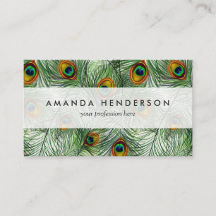 Beautiful Green Peacock Feather Business Card
