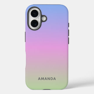 Beautiful Green Pink Blue Ombre Personalized iPhone 16 Case