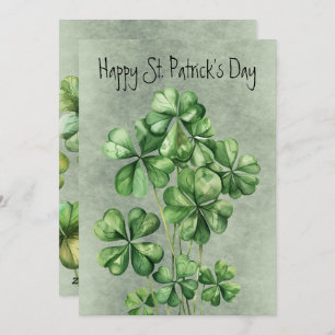 Beautiful Green Watercolor Shamrock Holiday Card