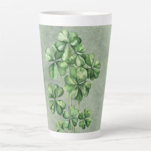 Beautiful Green Watercolor Shamrock Latte Mug