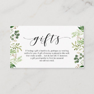 Beautiful greenery, Black font, A note on gifts Enclosure Card