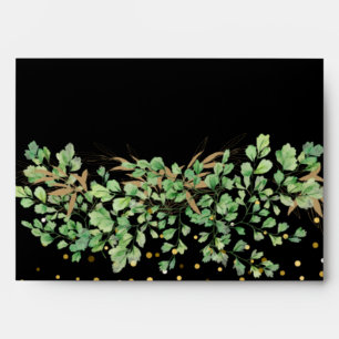 Beautiful Greenery Black Gold Envelope