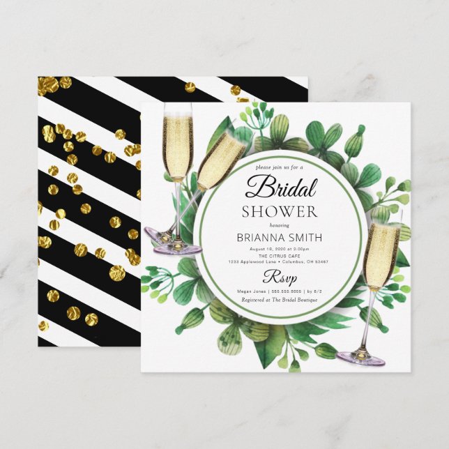 Beautiful Greenery Bridal Shower Invitation (Front/Back)