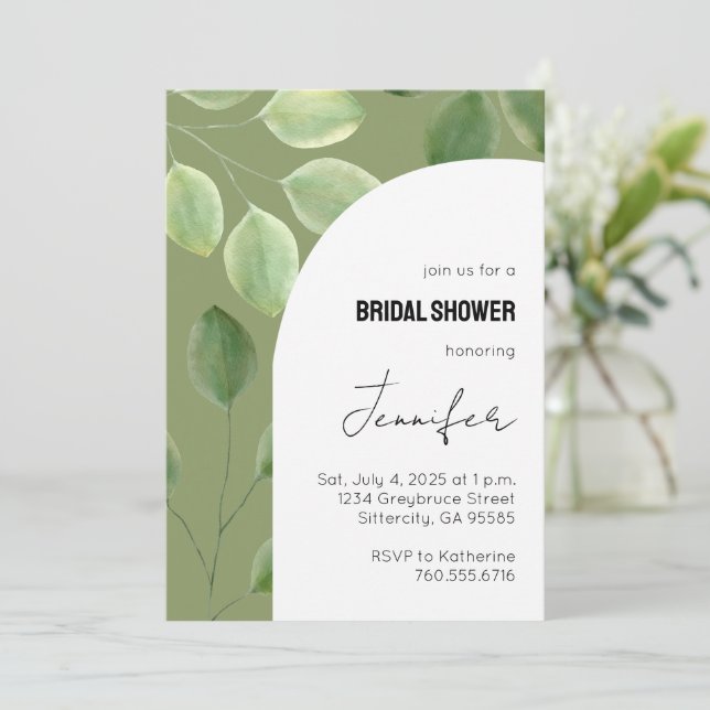 Beautiful greenery eucalyptus leaves invitation  (Standing Front)