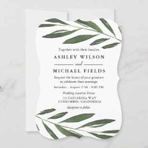 Beautiful Greenery Fern Leaf Modern Wedding Invitation