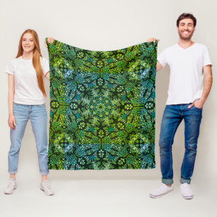 Beautiful Greens And Blues Mandala Fleece Blanket