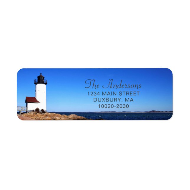 Beautiful Grey Annisquam Lighthouse Return Address (Front)