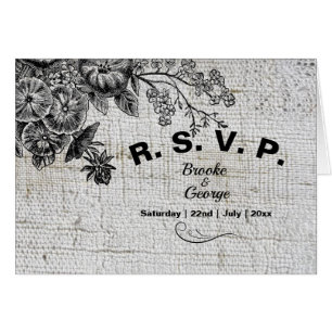 Beautiful Grey & Black Artistic Flowers RSVP