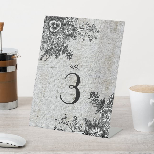 Beautiful Grey & Black Artistic Table Number  Pedestal Sign (In SItu)