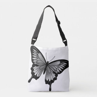 Beautiful Grey Butterfly Cross Body Tote Bag