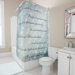 Beautiful Grey Cleansing Mantra design Shower Curtain