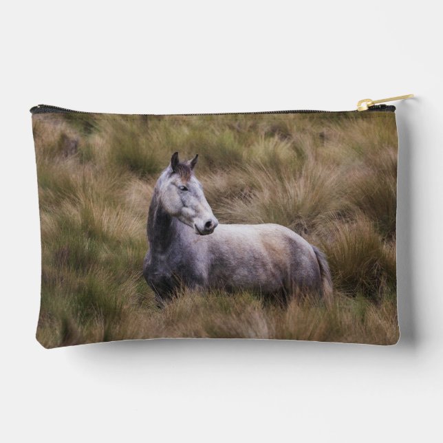 Beautiful Grey Coloured Horse Accessory Pouch (Back)