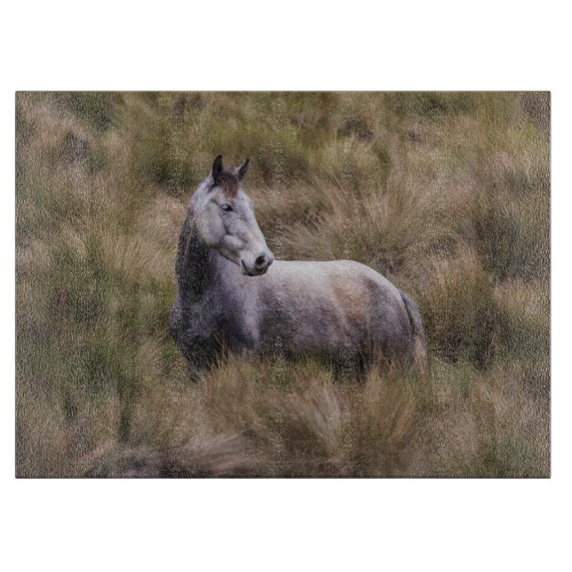 Beautiful Grey Coloured Horse Cutting Board (Front)