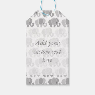 Beautiful Grey Elephants Baby Gift Tags