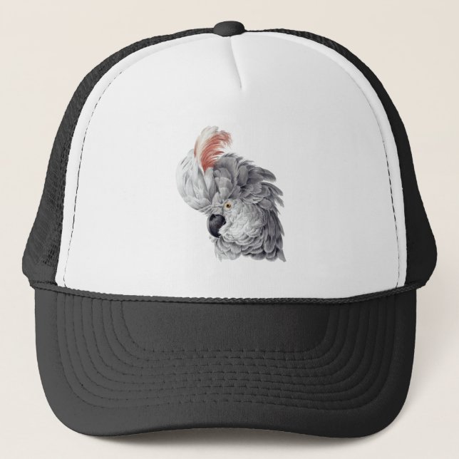 Beautiful Grey hair Cockatoo Trucker Hat (Front)