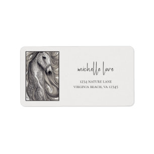 Beautiful Grey Horse with Flowing Mane Address Label