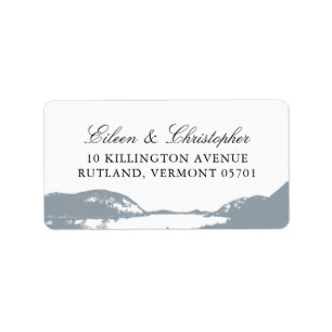 Beautiful Grey Mountain Lake   Wedding Label