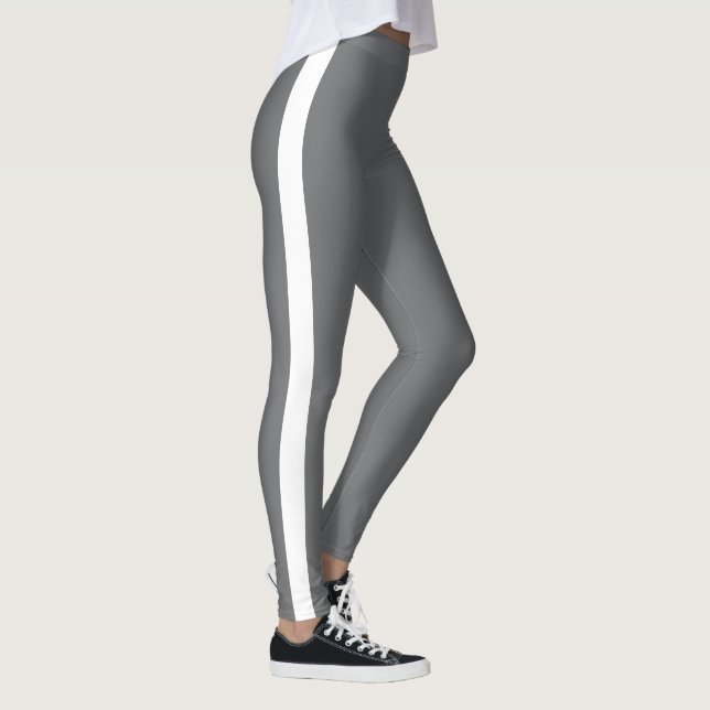 Beautiful Grey White Stripe Leggings (Right)