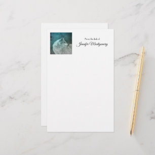 Beautiful Grey Wolf in a Dark Forest Stationery
