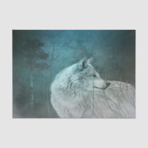 Beautiful Grey Wolf in a Dark Forest Tissue Paper