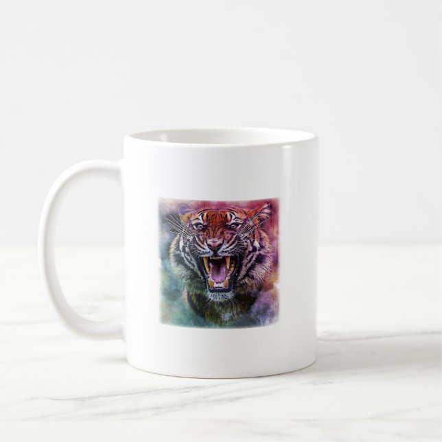 Beautiful Growling Bengal Tiger Face Photo Coffee Mug (Left)
