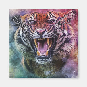 Beautiful Growling Bengal Tiger Face Photo Magnet