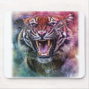 Beautiful Growling Bengal Tiger Face Photo Mouse Mat