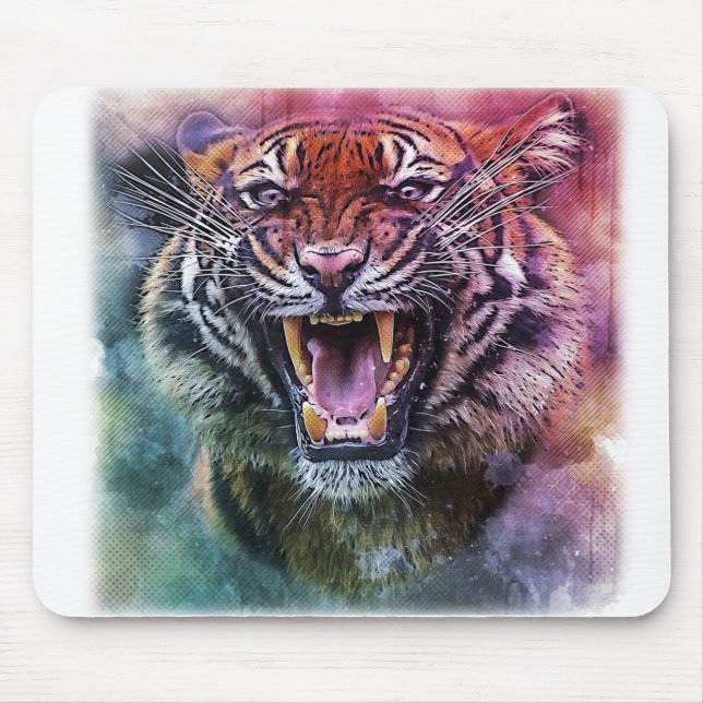 Beautiful Growling Bengal Tiger Face Photo Mouse Mat (Front)