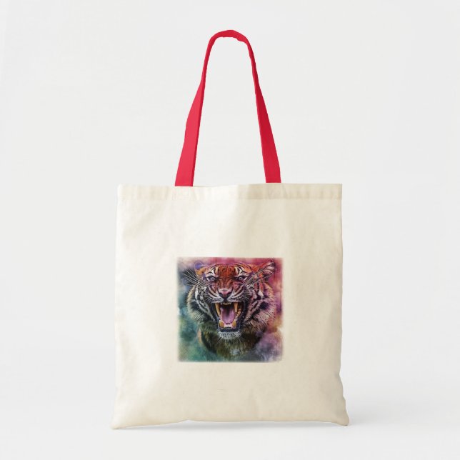 Beautiful Growling Bengal Tiger Face Photo Tote Bag (Front)