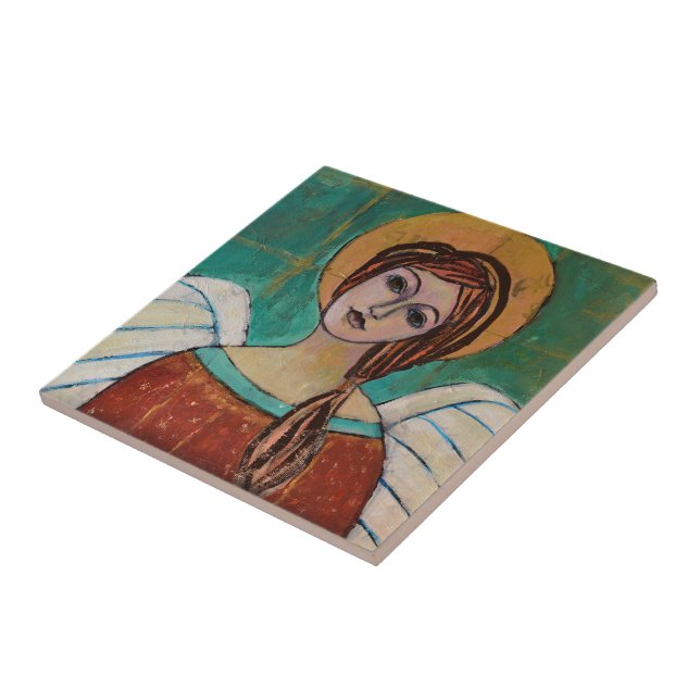 Beautiful Guardian Angel Art Aristic Artsy Artisan Tile (Side)