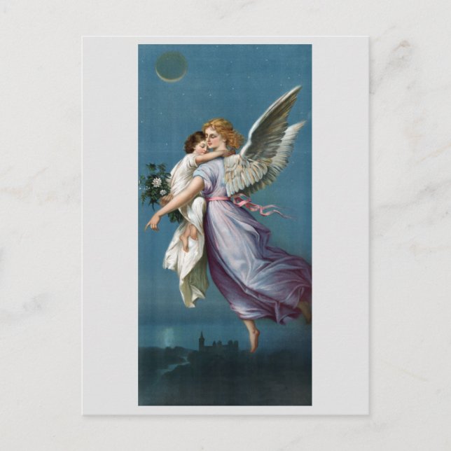 Beautiful Guardian Angel Painting Postcard (Front)