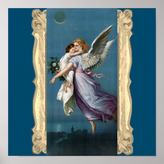 Beautiful Guardian Angel Painting Poster (Front)