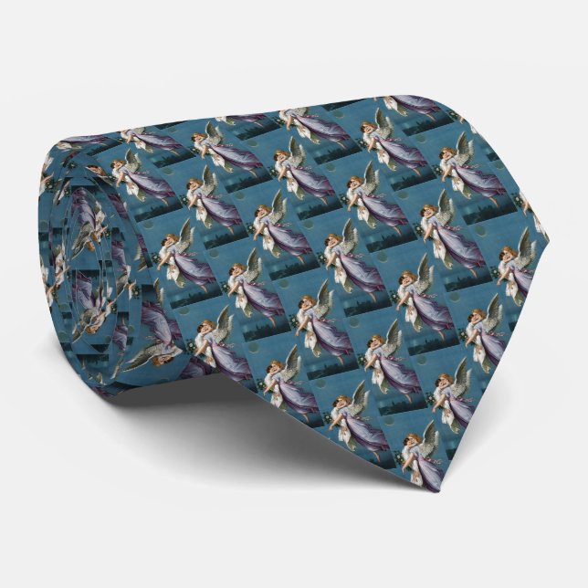 Beautiful Guardian Angel Painting Tie (Rolled)