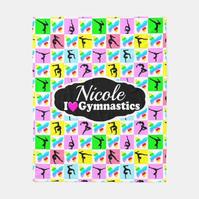 BEAUTIFUL GYMNASTICS BUTTERFLY DESIGN FLEECE BLANKET (Front)
