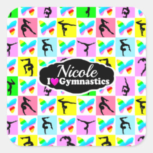 BEAUTIFUL GYMNASTICS BUTTERFLY DESIGN SQUARE STICKER