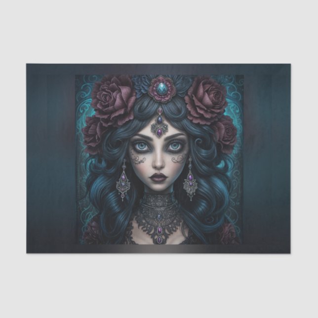 Beautiful Gypsy Fortune Teller Woman Decoupage  Tissue Paper (Front)