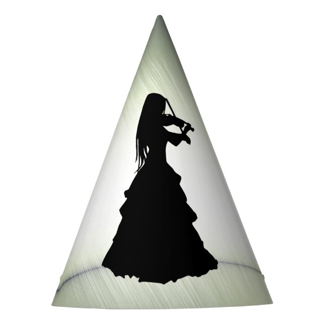 Beautiful Gypsy Girl Plays Violin Green Party Hat (Front)